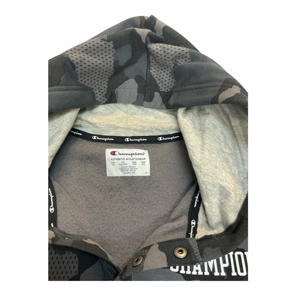 Champion Men's Camouflage Hoodie - Black and Gray - Picture 3 of 6